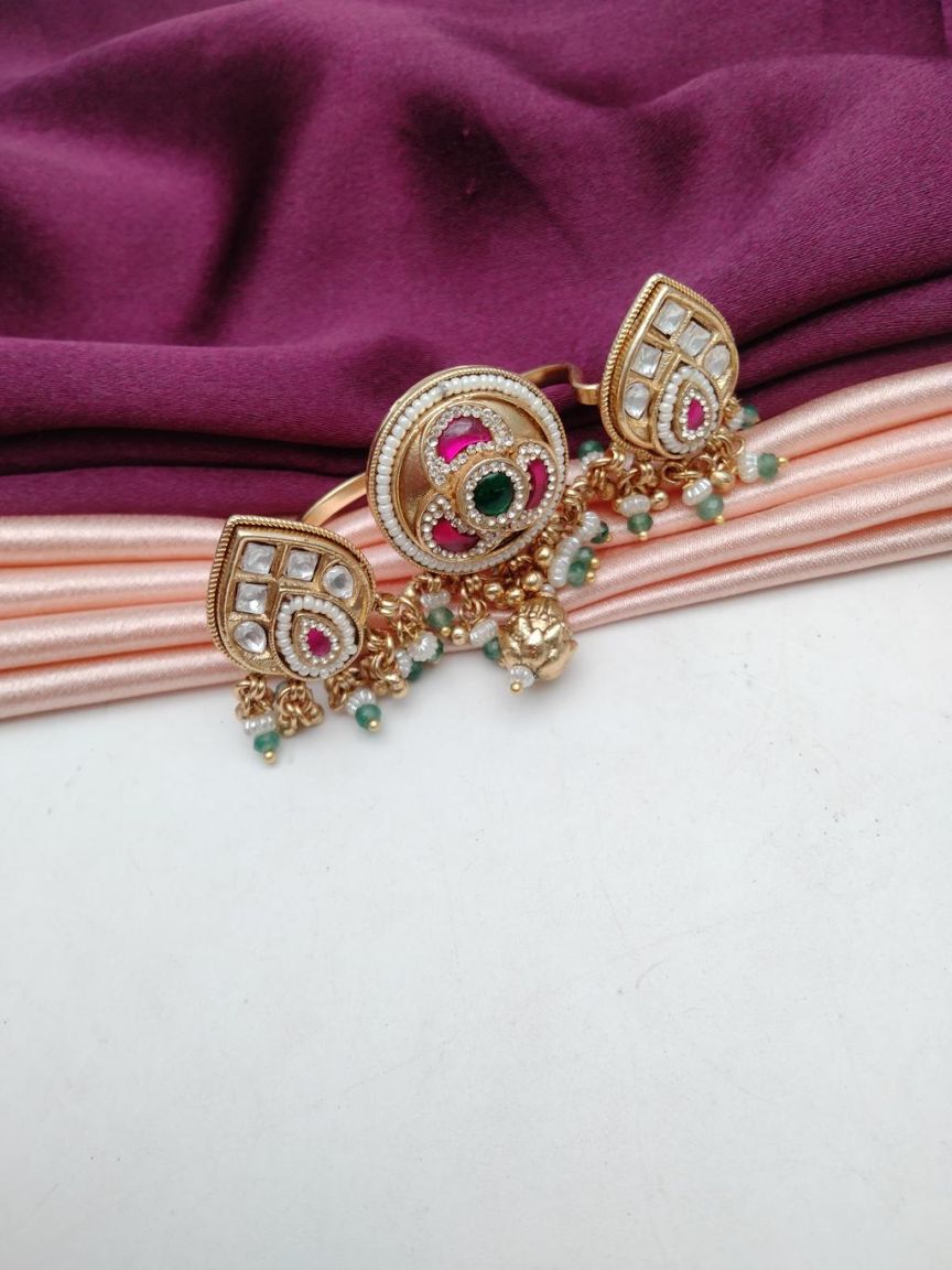 RINGS IN POLKI (GOLD POLISH) STYLE | DESIGN - 87131