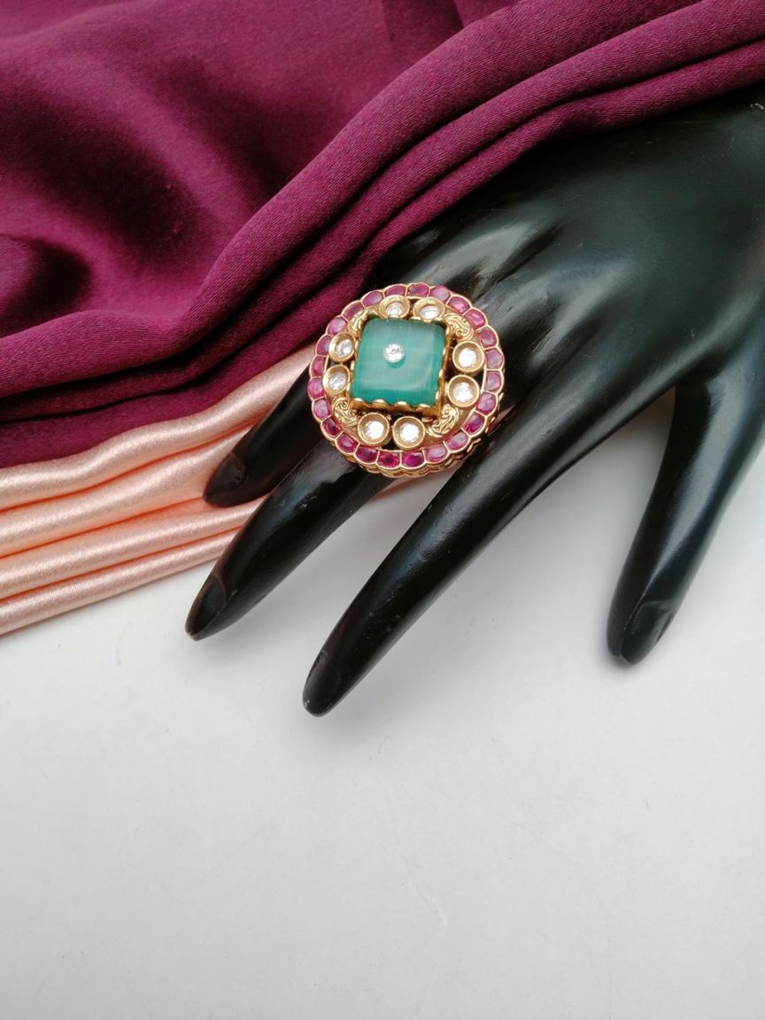 RINGS IN POLKI (GOLD POLISH) STYLE | DESIGN - 87132