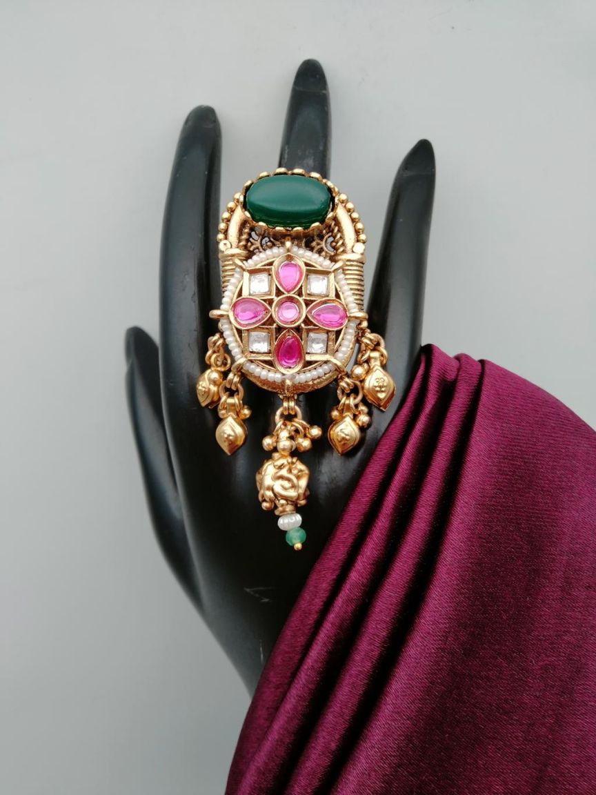 RINGS IN POLKI (GOLD POLISH) STYLE | DESIGN - 87134