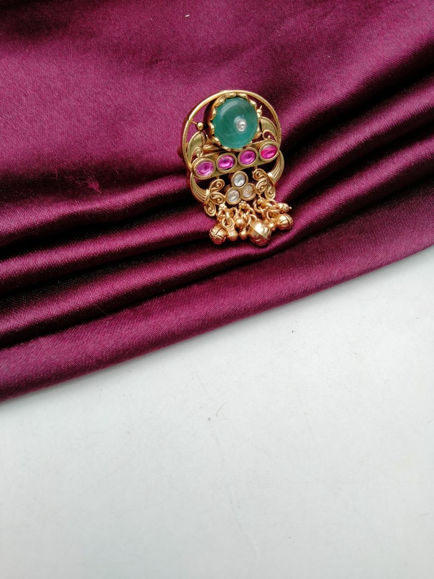 RINGS IN POLKI (GOLD POLISH) STYLE | DESIGN - 87136