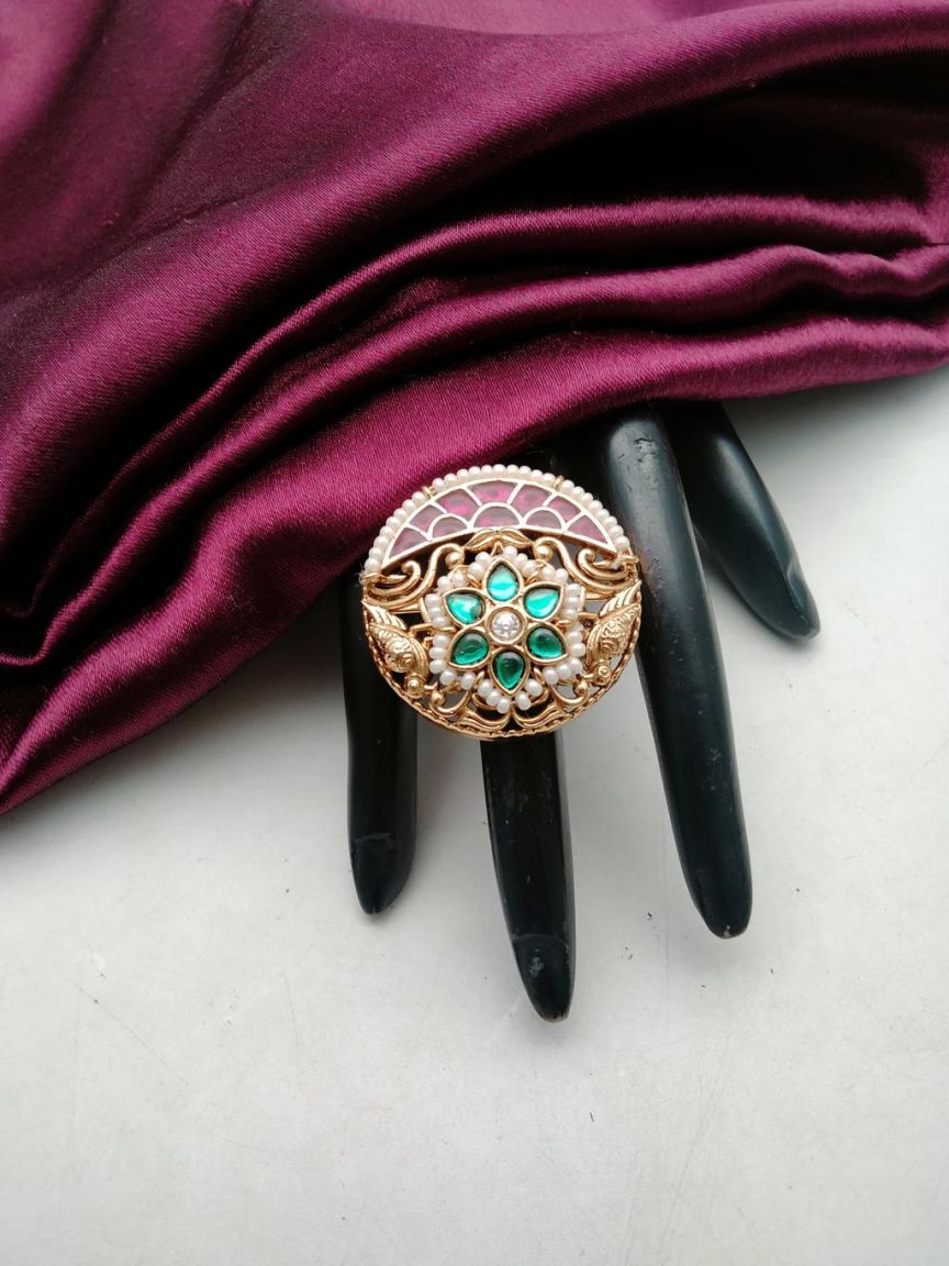 RINGS IN POLKI (GOLD POLISH) STYLE | DESIGN - 87137