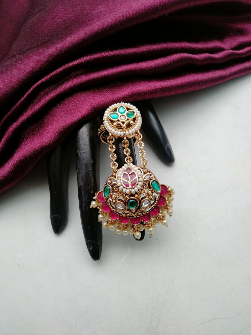 RINGS IN POLKI (GOLD POLISH) STYLE | DESIGN - 87142