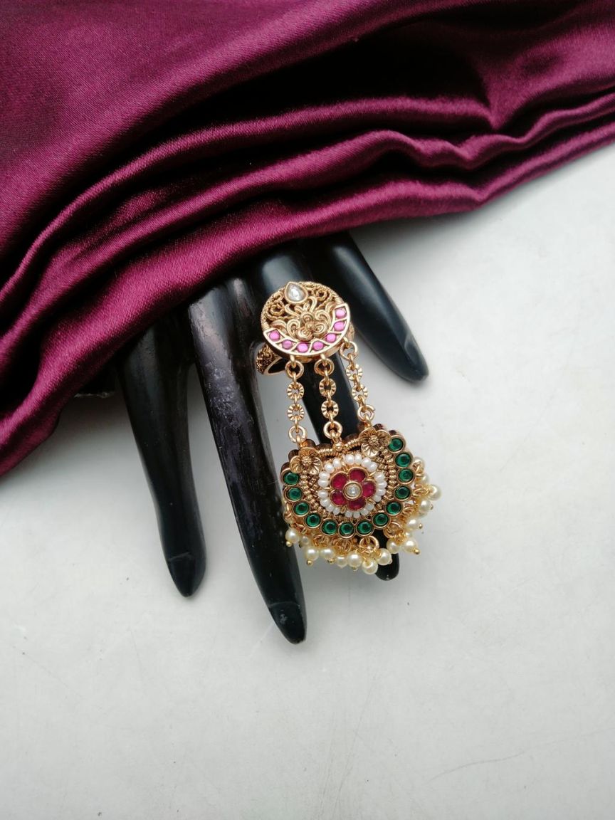 RINGS IN POLKI (GOLD POLISH) STYLE | DESIGN - 87143