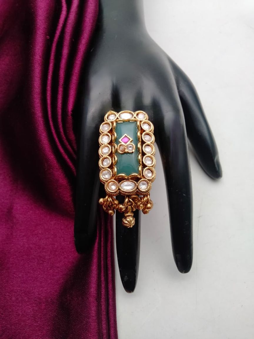 RINGS IN POLKI (GOLD POLISH) STYLE | DESIGN - 87144