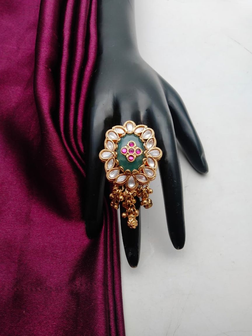 RINGS IN POLKI (GOLD POLISH) STYLE | DESIGN - 87145