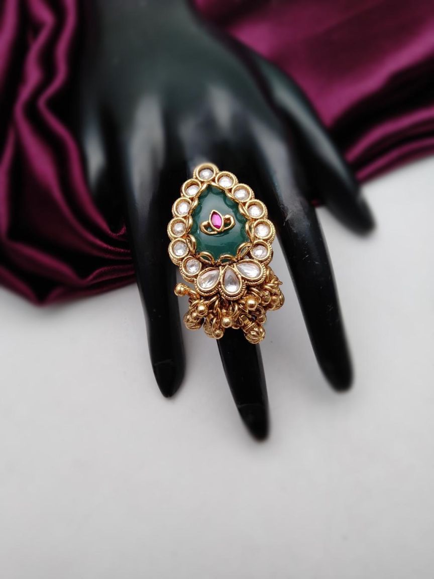 RINGS IN POLKI (GOLD POLISH) STYLE | DESIGN - 87148