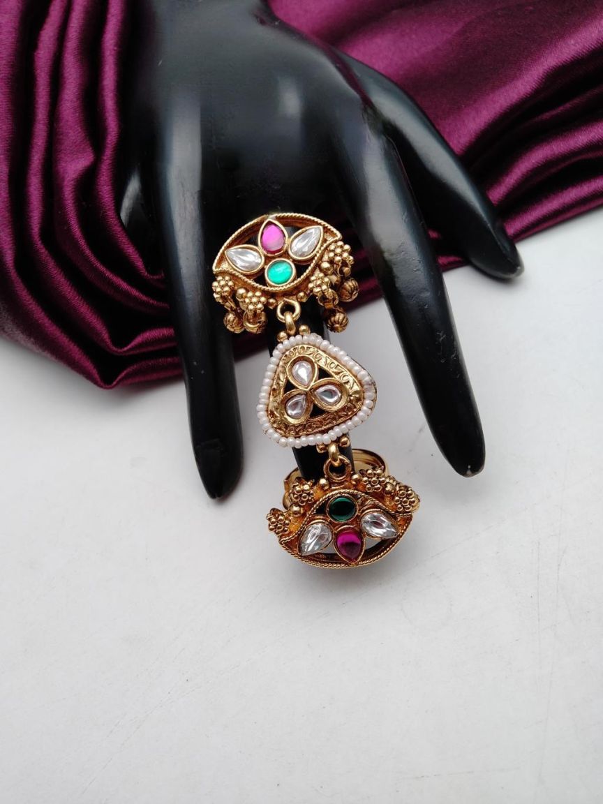 RINGS IN POLKI (GOLD POLISH) STYLE | DESIGN - 87152