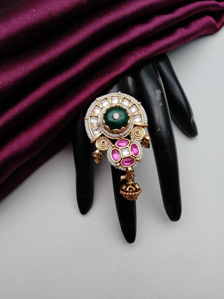 RINGS IN POLKI (GOLD POLISH) STYLE | DESIGN - 87154