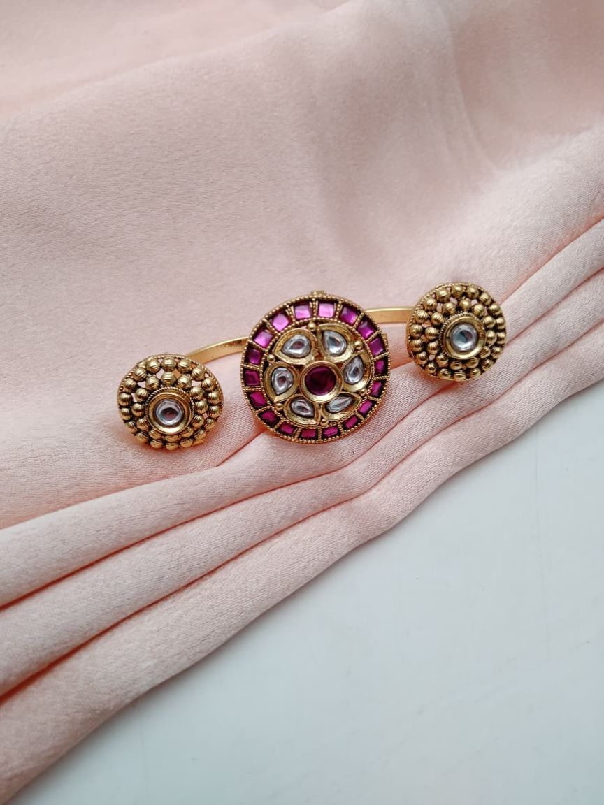 RINGS IN POLKI (GOLD POLISH) STYLE | DESIGN - 87155