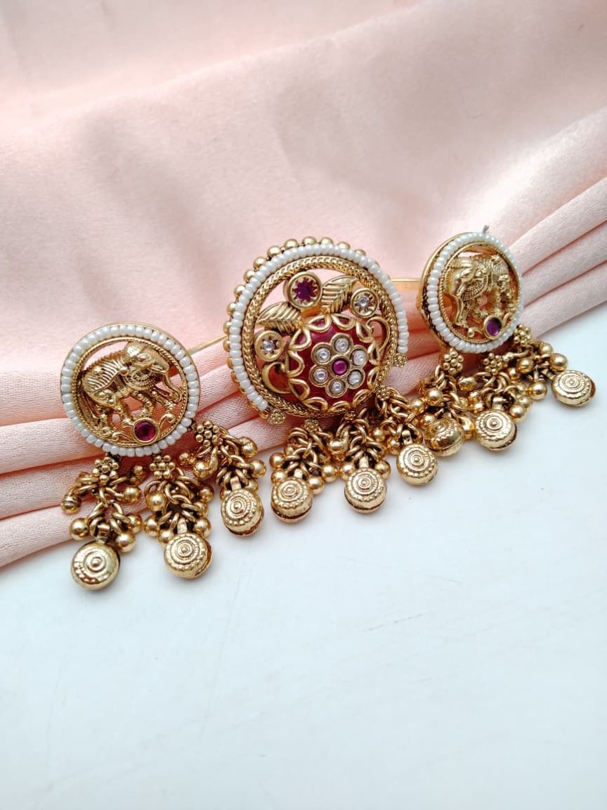 RINGS IN POLKI (GOLD POLISH) STYLE | DESIGN - 87157