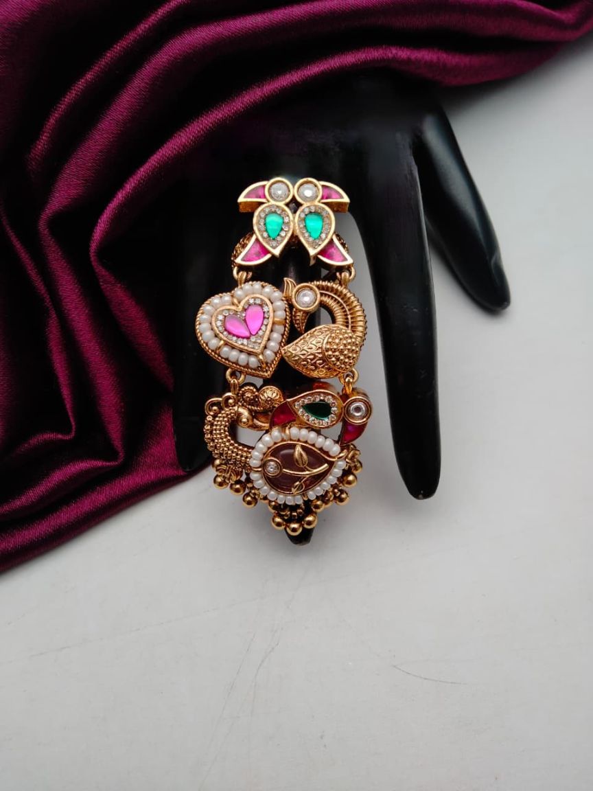 RINGS IN POLKI (GOLD POLISH) STYLE | DESIGN - 87161