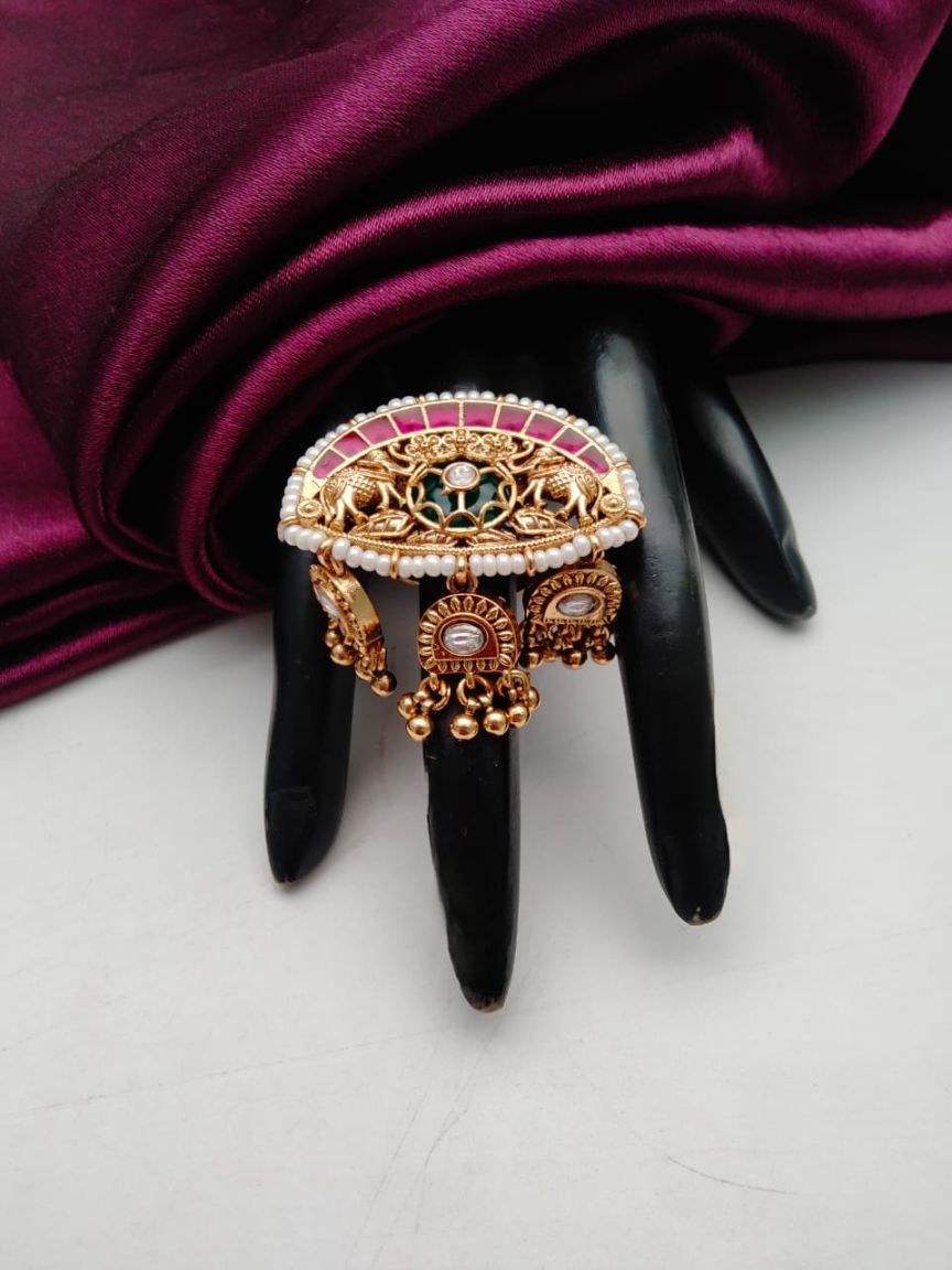 RINGS IN POLKI (GOLD POLISH) STYLE | DESIGN - 87164