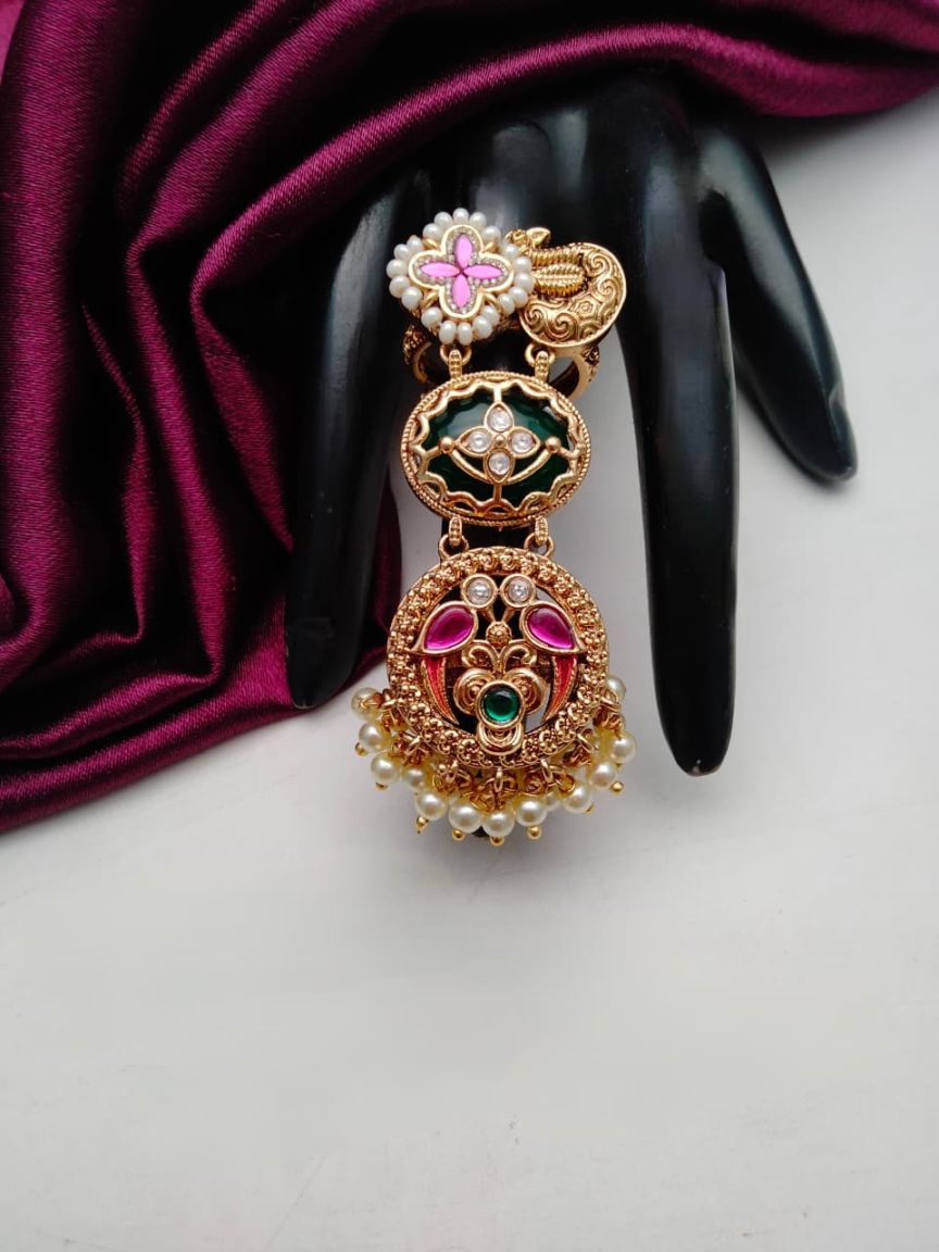 RINGS IN POLKI (GOLD POLISH) STYLE | DESIGN - 87166