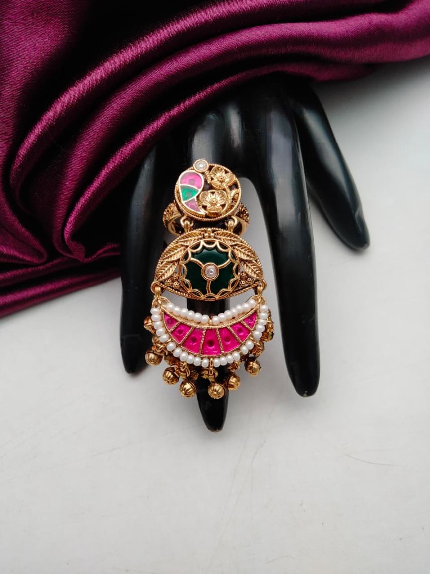 RINGS IN POLKI (GOLD POLISH) STYLE | DESIGN - 87167