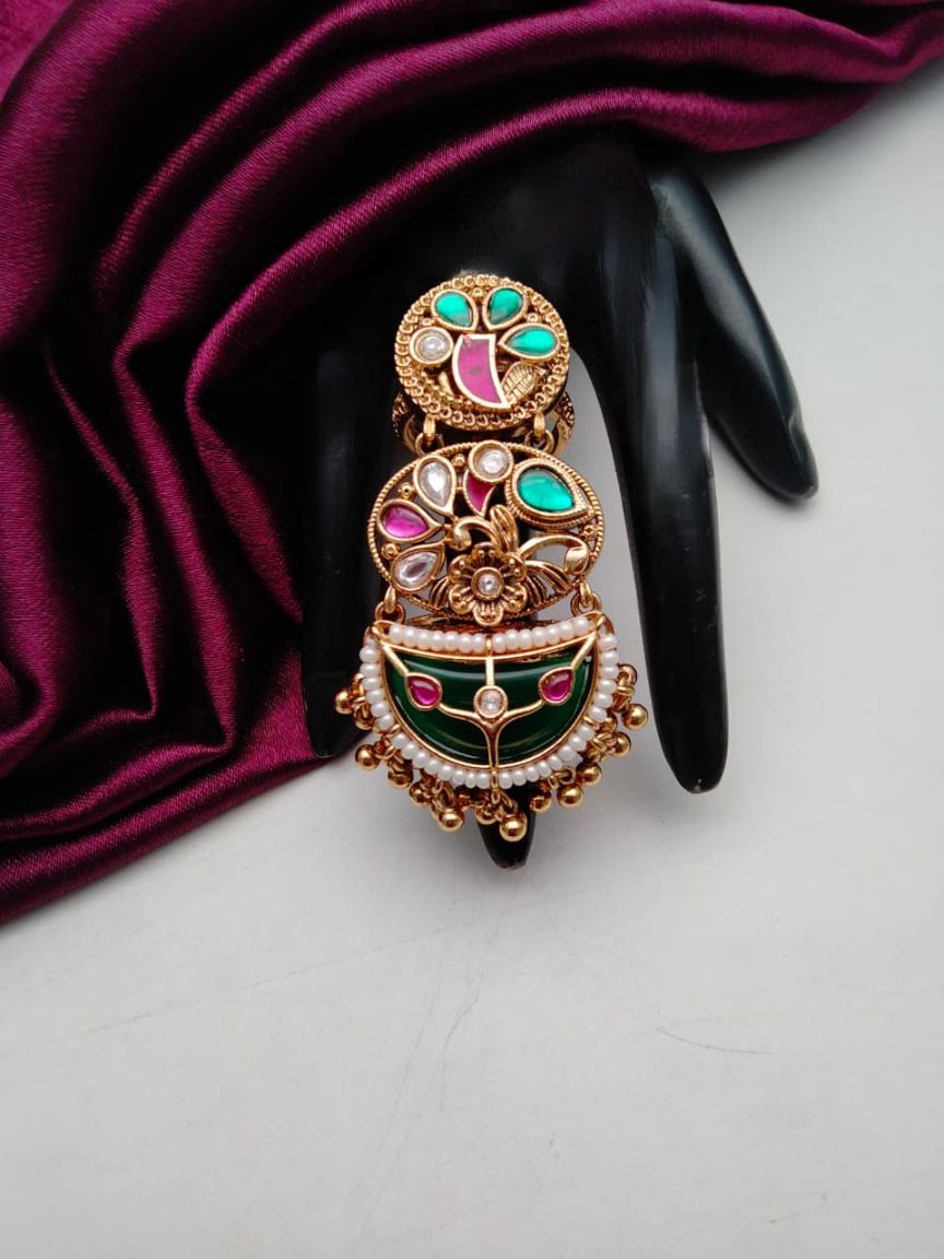 RINGS IN POLKI (GOLD POLISH) STYLE | DESIGN - 87168