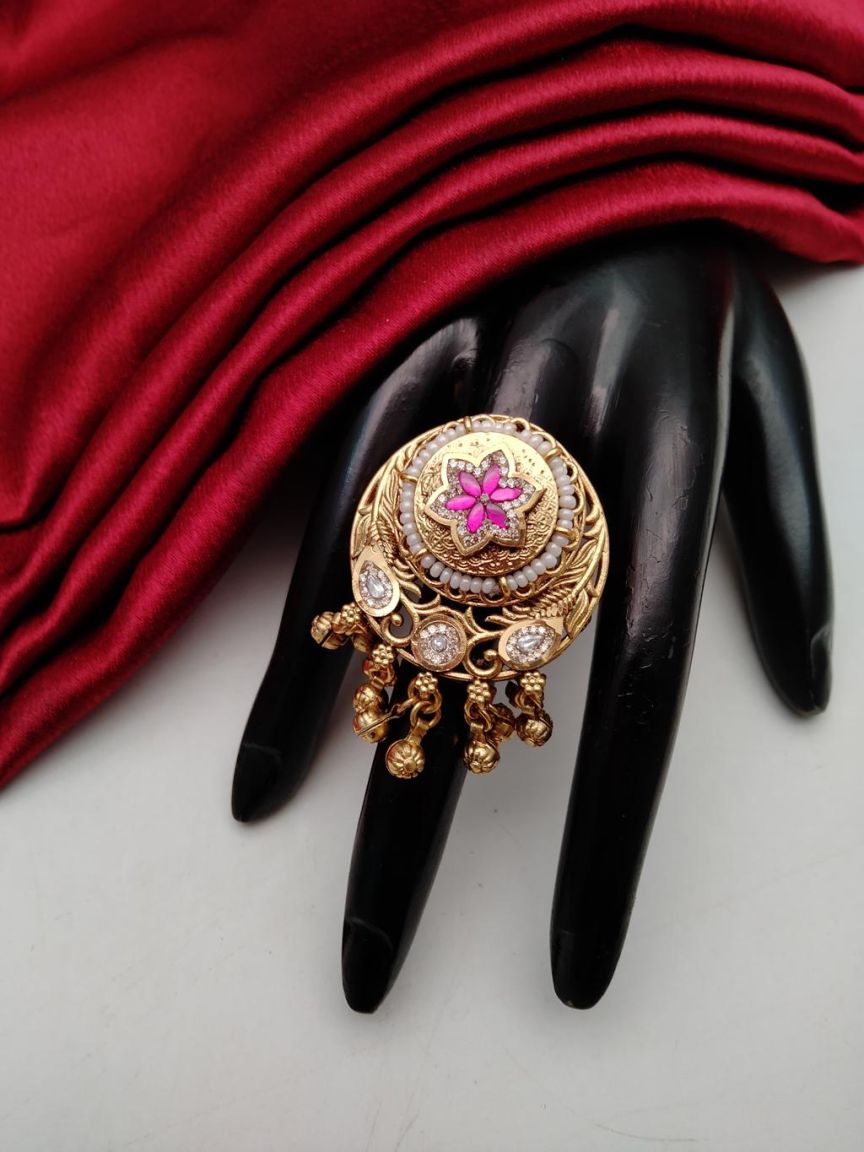 RINGS IN POLKI (GOLD POLISH) STYLE | DESIGN - 87170