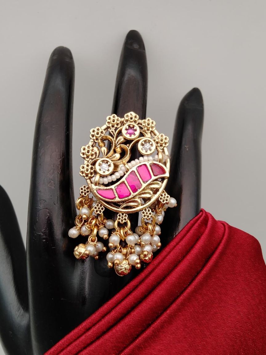 RINGS IN POLKI (GOLD POLISH) STYLE | DESIGN - 87171