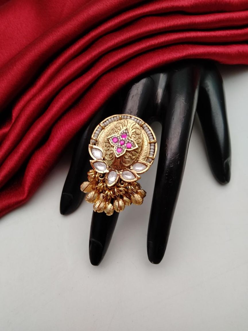 RINGS IN POLKI (GOLD POLISH) STYLE | DESIGN - 87172