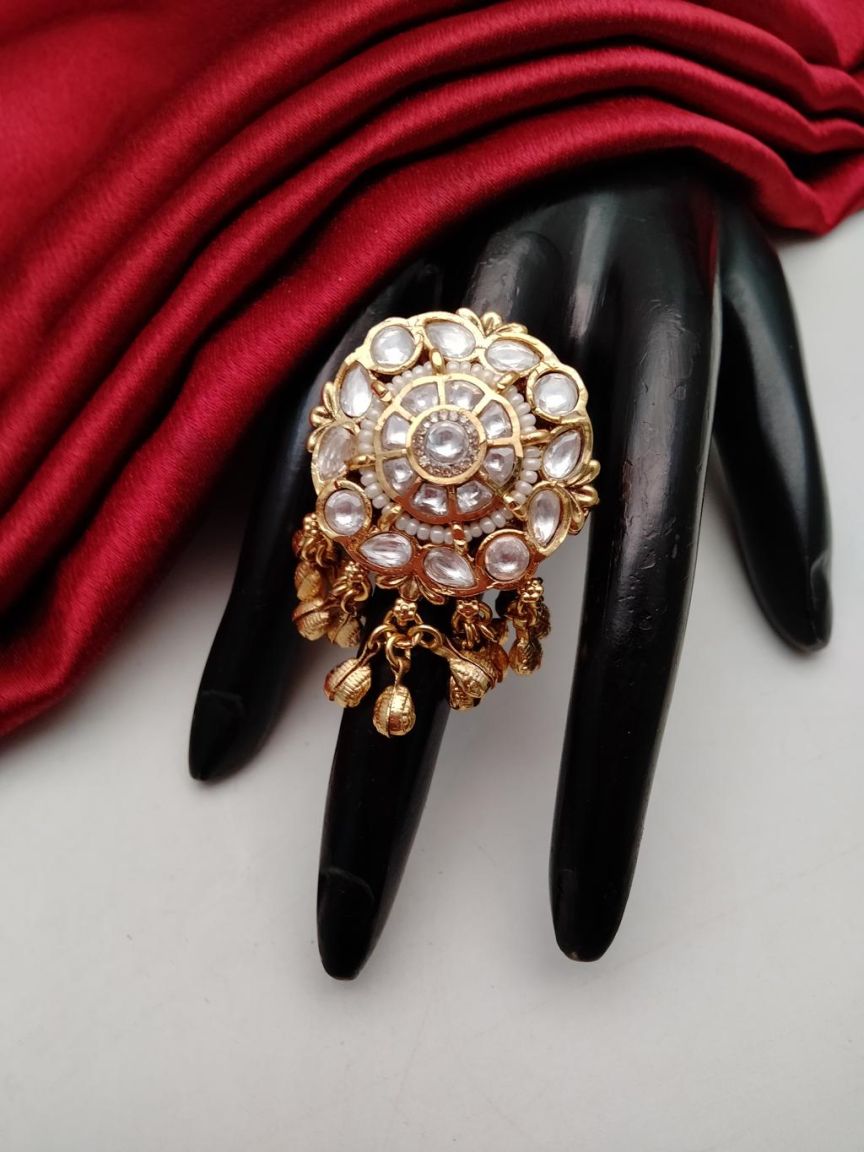 RINGS IN POLKI (GOLD POLISH) STYLE | DESIGN - 87175
