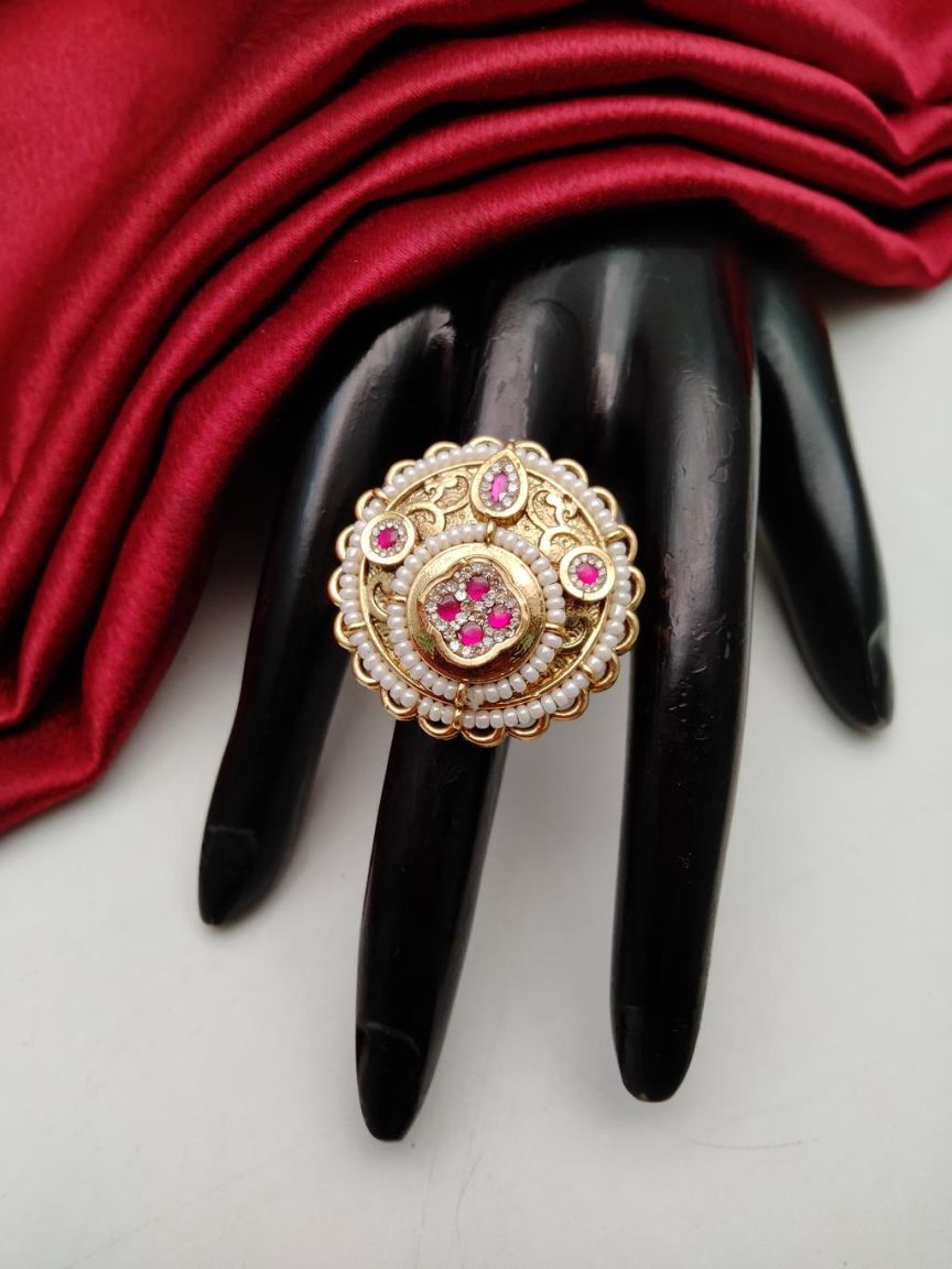 RINGS IN POLKI (GOLD POLISH) STYLE | DESIGN - 87176