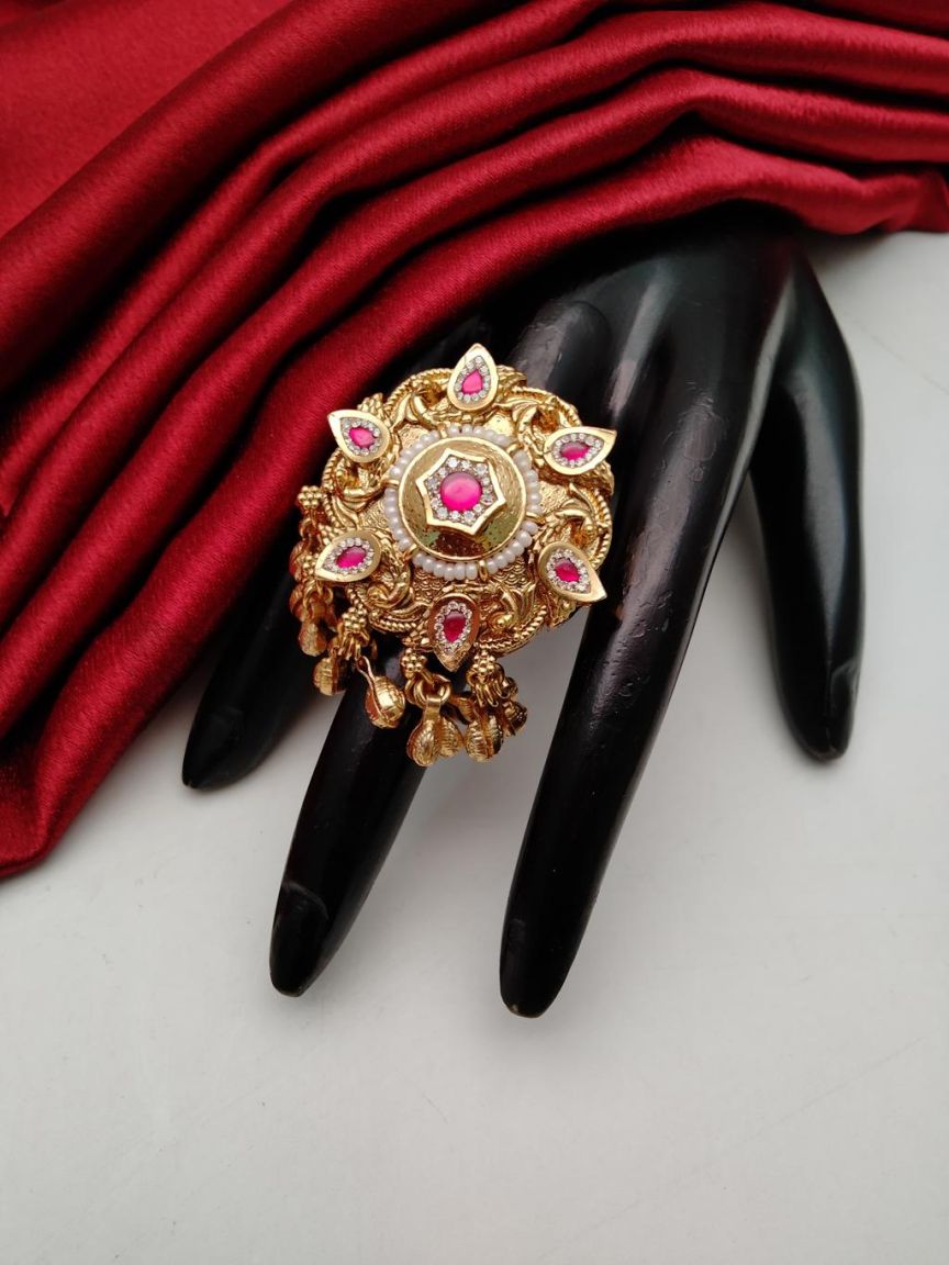 RINGS IN POLKI (GOLD POLISH) STYLE | DESIGN - 87177