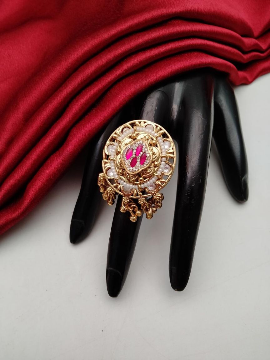 RINGS IN POLKI (GOLD POLISH) STYLE | DESIGN - 87179