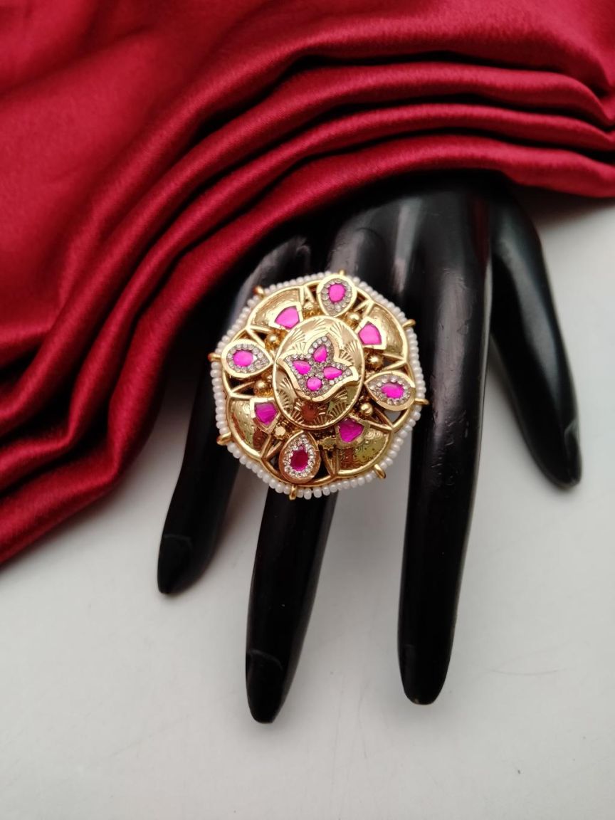 RINGS IN POLKI (GOLD POLISH) STYLE | DESIGN - 87180