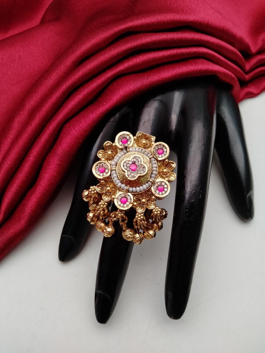 RINGS IN POLKI (GOLD POLISH) STYLE | DESIGN - 87181