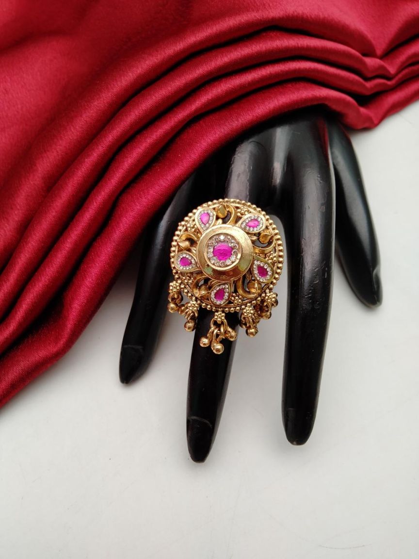 RINGS IN POLKI (GOLD POLISH) STYLE | DESIGN - 87182