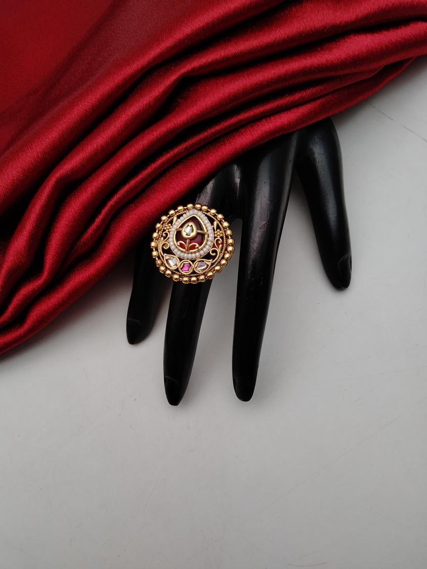 RINGS IN POLKI (GOLD POLISH) STYLE | DESIGN - 87183