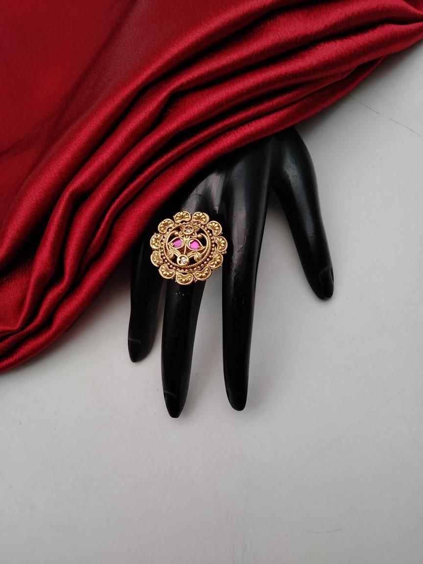 RINGS IN POLKI (GOLD POLISH) STYLE | DESIGN - 87185
