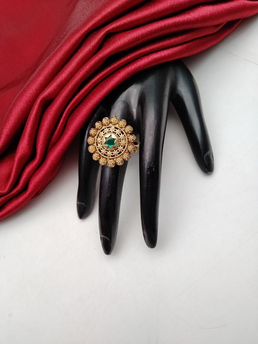 RINGS IN POLKI (GOLD POLISH) STYLE | DESIGN - 87188