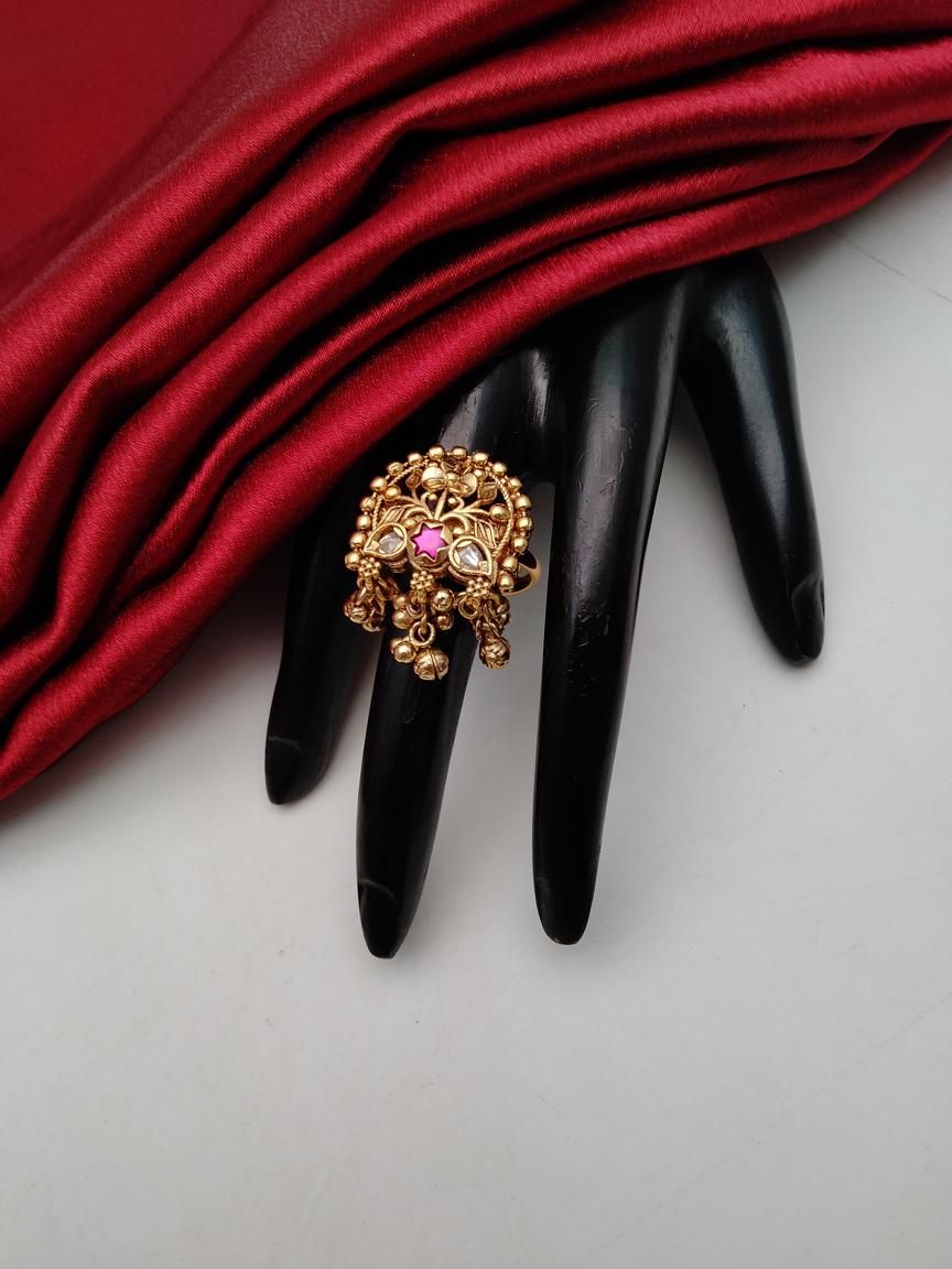 RINGS IN POLKI (GOLD POLISH) STYLE | DESIGN - 87190