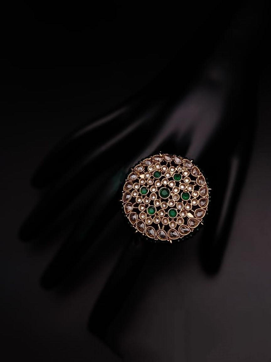 RINGS IN POLKI (GOLD POLISH) STYLE | DESIGN - 87191
