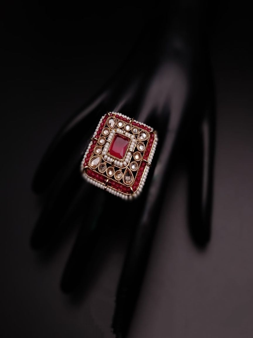 RINGS IN POLKI (GOLD POLISH) STYLE | DESIGN - 87192