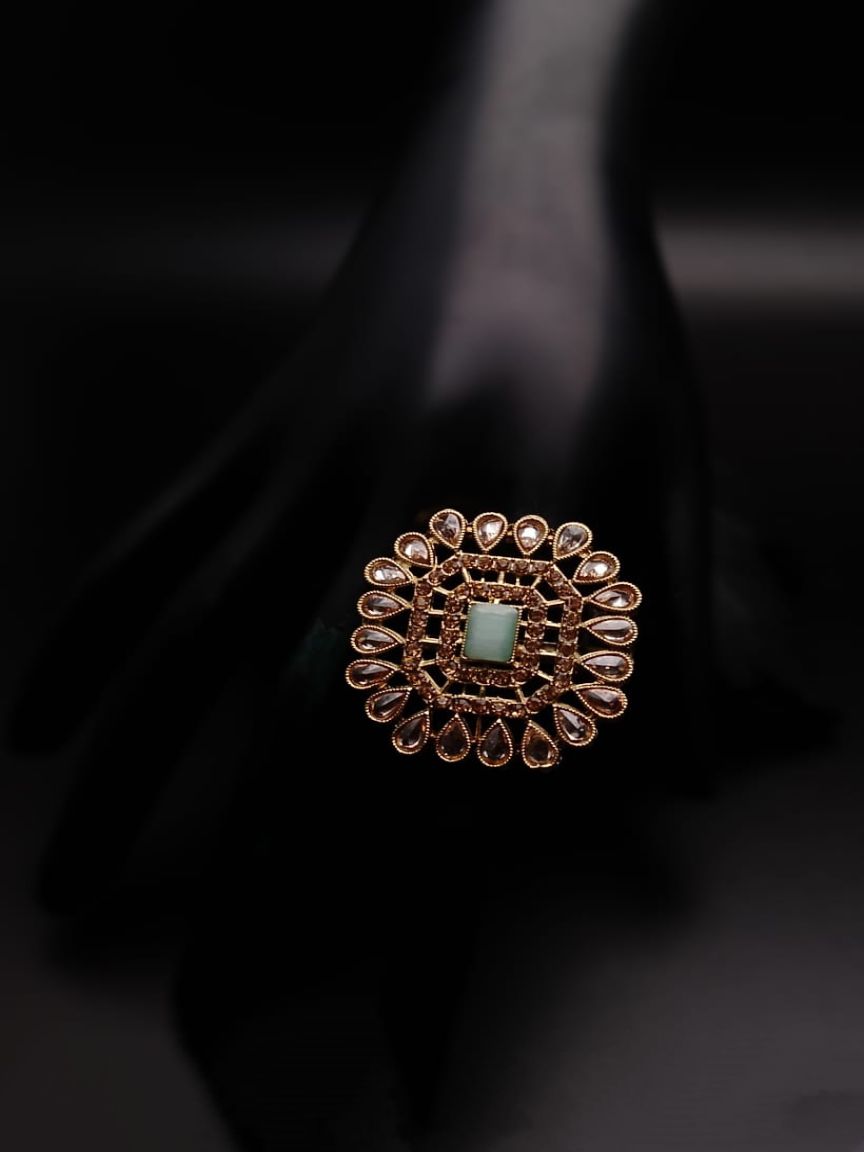 RINGS IN POLKI (GOLD POLISH) STYLE | DESIGN - 87193