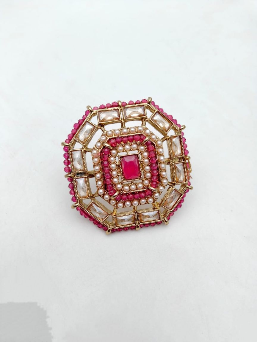 RINGS IN POLKI (GOLD POLISH) STYLE | DESIGN - 87194