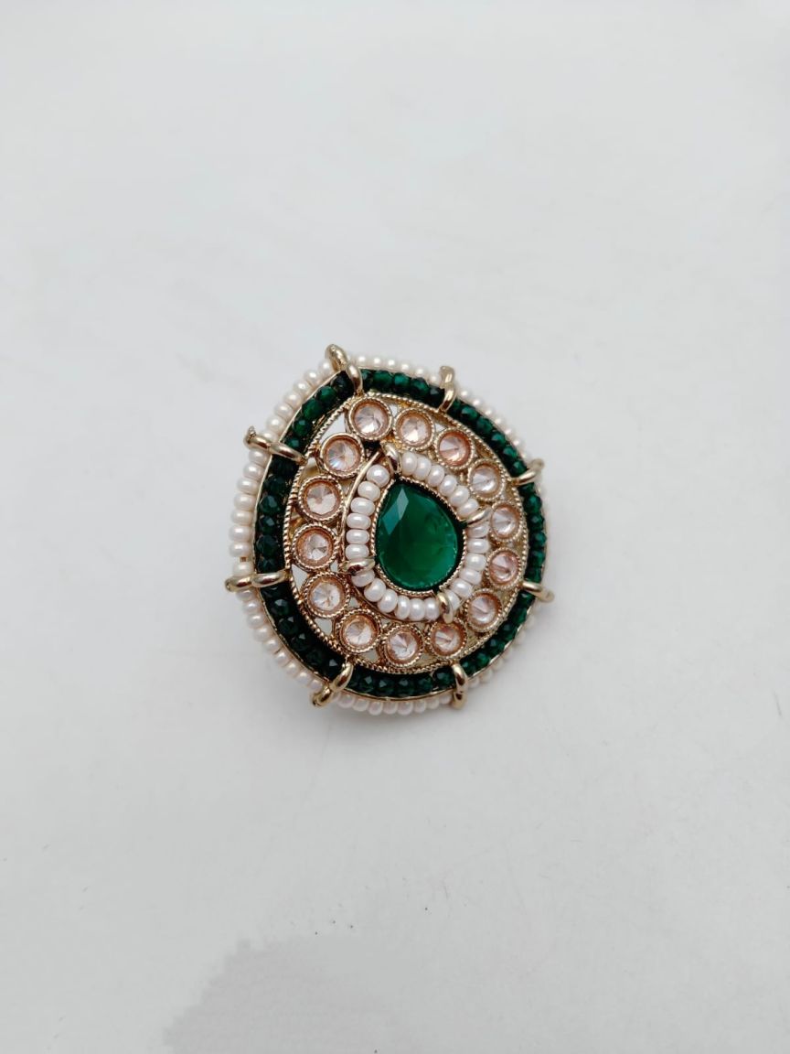 RINGS IN POLKI (GOLD POLISH) STYLE | DESIGN - 87196