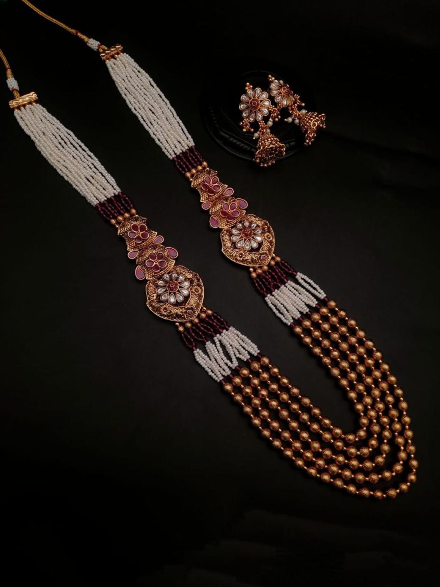 SIDE BROOCH IN POLKI (GOLD POLISH) STYLE | DESIGN - 85110